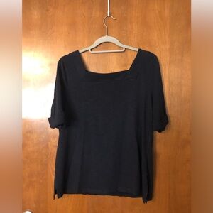 Talbots Navy Square Necked Top